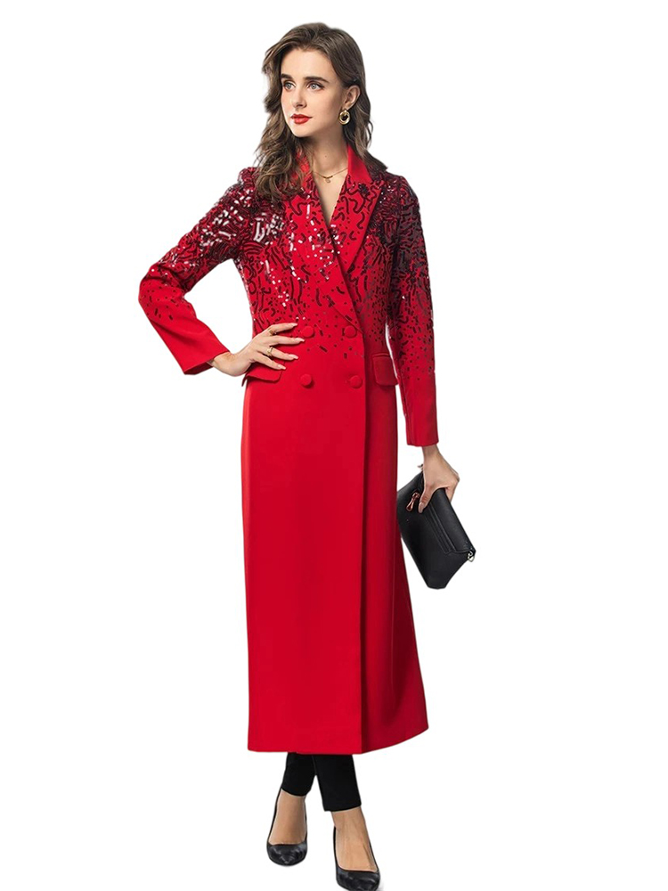 Sequins Double-Breasted Streetwear Coat